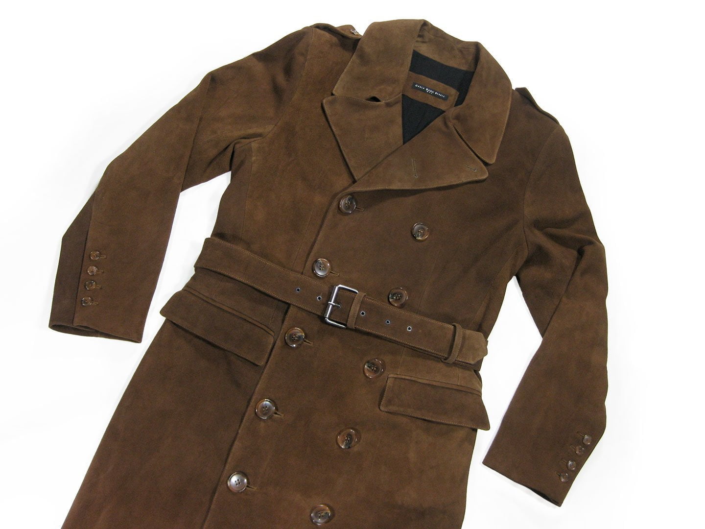 buckskin leather trench coat