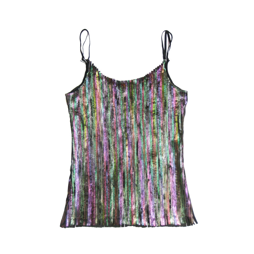 Fay leather slip top in Iridescent