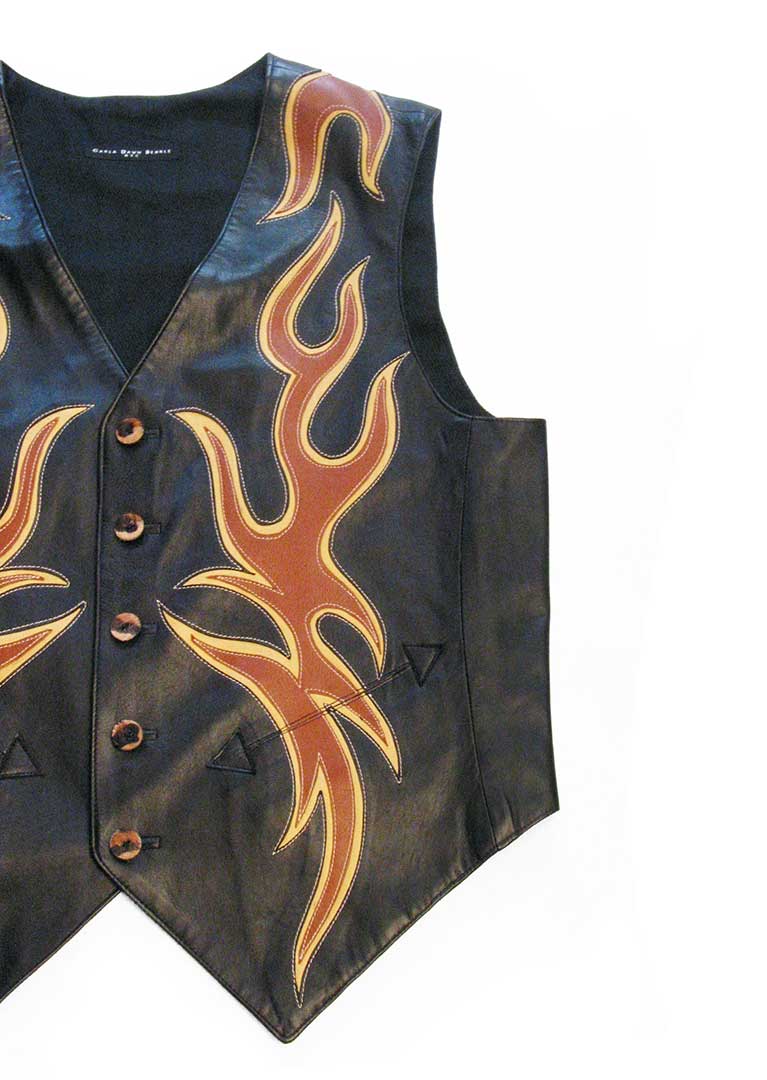 Leather Appliquéd Flame vest